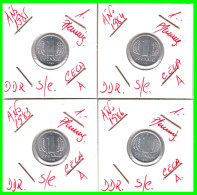 REPUBLICA DEMOCRATICA DE ALEMANIA ( DDR ) 4 MONEDAS DE 1 PFENNING AÑO 1983 - 1984 - 1985 - Y - 1986 -  CECA-A - 1 Pfennig