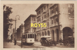 Sardegna-cagliari Via Roma Veduta Tram Auto D'epoca Carretto Animatissima Anni 20 30 (f.piccolo) - Cagliari