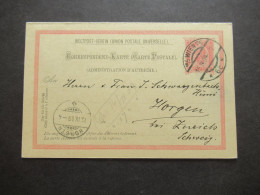 Österreich 1909 Doppelkarte P 151 Frageteil Gestempelt Wien 76 Nach Horgen Bei Zürich Schweiz Mit Ank. Stp. Antw. Teil U - Briefkaarten