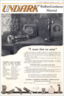 Undark Radium Luminous Material Dials Watches Clocks Shines In Dark - Advertising 1920 (Photo) - Voorwerpen