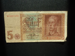 ALLEMAGNE : 5 REICHSMARK   1.8.1942    C.A. 179a, *  / P 186a **     TTB *** - 5 Reichsmark