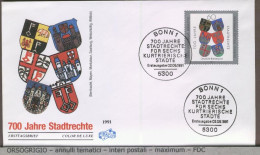 DEUTSCHE - FDC 1991 -  STADTRECHTE - 1991-2000