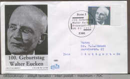 DEUTSCHE - FDC 1991 -  WALTER EUCKEN - 1991-2000