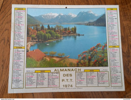 1974 Calendrier Du Département De L'Aube - Lac D'Annecy à Talloires, Montagnes - Jardin De Montluçon - Big : 1971-80