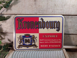 Ancienne Plaque Tôle Publicitaire Kronenbourg - Schnaps & Bier