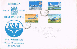 52230. Carta Aerea SHEFFIELD (Rhodesia) 1966. CAA, Central African Aiusrways To Salisbury - Rhodésie (1964-1980)