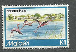 Malawi, 1982 (#375e), Wildlife, National Parks, Mountains, Village, Lake, Birds, Flamingo, Nature, Tierwelt - 1v Single - Fenicotteri