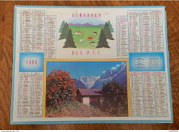 1963 Calendrier Du Département De L'Aube - Fleurs Et Neige - Grand Format : 1961-70