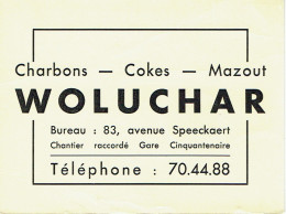 Ancien Buvard. Charbon-Mazout WOLUCHAR, Avenue Speeckaert, Bruxelles. - Hydrocarbures