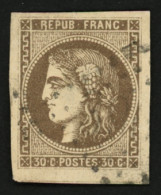 30c BORDEAUX Variété "R Relié Au Cadre" N°47e Obl. GC. Cote 560€. Signé SCHELLER. TTB. - 1870 Bordeaux Printing