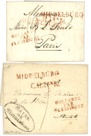 1810/12 2 Lettres Avec HOLLANDE PAR FLESSINGUE Rouge + MIDDELBURG. TTB. - Marques D'entrées