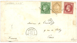 "LIGNE S Avec émission De BORDEAUX" : 1872 5c BORDEAUX (n°42) TTB Margé + 80c Lauré (n°32) + 15c CERES (n°59) Obl. ANCRE - 1849-1876: Klassik