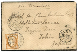 1880 40c Siège (n°38) Obl. VERSAILLES Sur Enveloppe Via BRINDISI Pour TOKYO (JAPON). Verso, Cachet Anglais YOKOHAMA. Rar - 1877-1920: Periodo Semi Moderno