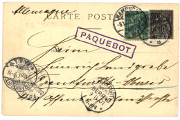 GUINEE : 1901 5c + 10c Obl. HAMBURG + PAQUEBOT + "S.S MADEIRA" Sur Carte De CONAKRY Pour L' ALLEMAGNE. RARE. TTB. - Autres & Non Classés