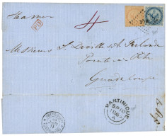 MARTINIQUE - British PACKET AGENT  : 1866 AIGLE 20c + 40c + Taxe Anglaise 4 Sur Lettre Pour LA GUADELOUPE. Verso, Superb - Autres & Non Classés