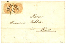 RUSTSCHUK : 1865 Pair 15 Soldi Canc. RUSTSHUK On Cover To WIEN. Signed CALVES. Superb. - Oostenrijkse Levant