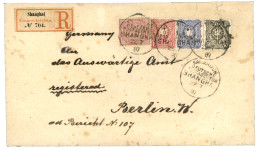 CHINA : 1887 VORLAUFER   2 MARK (v37c) + 10pf (v41) + 20pf (v42) + 50pf (v44)  Canc. KDP SHANGHAI On REGISTERED Envelope - Deutsche Post In China