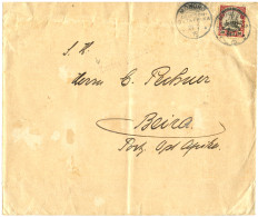 MOHORO : 1915  30h Crease Canc. MOHORO + Very Light Cachet ZENZUR PASSIERT On Envelope To BEIRA With Arrival Cds. Vf. - Afrique Orientale