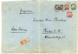 KIAUTSCHOU : 1911  1 1/2 DOLLAR (n°36 I Aa) + 2c + 4c + 20c Canc. TSINGTAU On Large REGISTERED Envelope (central Crease) - Kiautschou