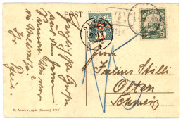 SAMOA : 1912 5pf Canc. APIA On Card To OLTEN (SWITZERLAND) Taxed With 15c SWISS POSTAGE DUE . Vf. - Samoa