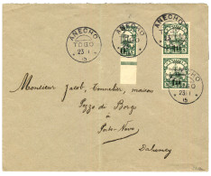 TOGO - OCCUPATION FRANCO-ANGLAISE 1915 Bisect 10 On 5pf (Michel 2H) + 10 On 5pf(x2) Canc. ANECHO On Envelope To PORTO-NO - Togo