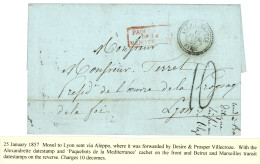 IRAK - OVERLAND Mail Accross The SYRIAN DESERT : 1857 ALEXANDRETTE SYRIE + 10 Tax Marking + BEYROUTH SYRIE (verso) On Mi - Irak