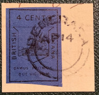 British Guiana1852 4c Blue Ship Dangerous Forgery Descr. In Philatelic Literature (faux Guyane Britannique Empire Guyana - Brits-Guiana (...-1966)