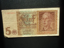 ALLEMAGNE : 5 REICHSMARK   1.8.1942    C.A. 179a, *  / P 186a **     TTB *** - 5 Reichsmark