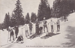 Cpa - Suisse - Chataigneraie Sur Coppet -personnages ( Skieurs , Luge ) -ecole Du Leman - Edi ... N°... - Coppet