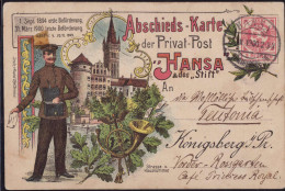 Gest. Privatpost Hansa Abschiedskarte GSK 1900 - Autres & Non Classés