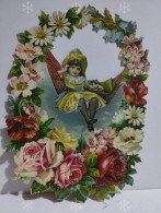 Nice Chromo Decoupage Little Girl On Flowers Hammock. Belle Petite Fille Sur Un Hamac Fleuri - Bloemen