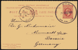 Temporary Rubber Date Stamps 1903 (7 Dec) 1d Stationery Reply Paid Card To Germany, Cancelled By Fine 'P.O.A/DON DON, O. - Autres & Non Classés