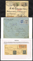 1903 Registered Envelope To France Franked 50r Blue & 65r Deep Blue, Tied Benfica Lisboa D/stamp With Reg Label & Paris  - Andere & Zonder Classificatie