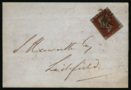 Distinctive Solid Centre Debris Filled Maltese Cross Of Wolverhampton Cancelling And Tying 1841 1d Red Pl.25 P-B With Th - Other & Unclassified