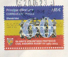 2023. ANDORRA RUGBY XV. Timbre Oblitéré 1 ère Qualité, Haute Faciale. AND.ESP - Used Stamps