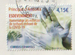 2021. ANDORRA.Evénement : Hommage Aux Efforts De Chacun Contre Le Covid19, Timbre Oblitèrè Haute Faciale - Used Stamps