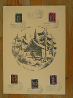 Document Feuillet FDC Ermitage De Hachiville Noel Christmas Luxembourg Caritas 1973 - Lettres & Documents