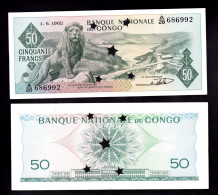 CONGO REPUBBLICA DEMOCRATICA 50 FRANCHI 1962 ANNULLATA PIK 5 FDS - Democratic Republic Of The Congo & Zaire