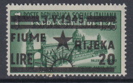 FIUME OCC. YUGOSLAVA - Sass. N.20r - VARIETA' Sole Con 9 Raggi Anzichè 8 - MNH** - GOMMA INTEGRA - Jugoslawische Bes.: Fiume