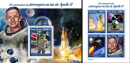 Guinea Bissau 2019, Space, Apollo 11, 4val In BF +BF - Afrique