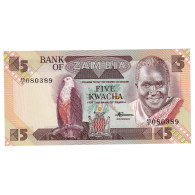 Billet, Zambie, 5 Kwacha, 1986-1988, KM:25d, NEUF - Zambie