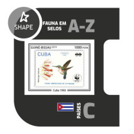 Guinea Bissau 2019, Stamp On Stamp, WWF, Hummingbird, Cuba, BF IMPERFORATED - Colibris