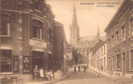 Alsemberg - L'eglise Et Les Escaliers - Kerk En Trappen - Animé - Carte Postale Ancienne - Andere & Zonder Classificatie