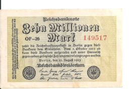 ALLEMAGNE 10 MLLIONEN MARK 1923 XF+ P 106 - 10 Mio. Mark