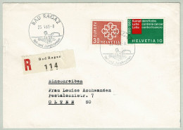 Schweiz / Helvetia 1960, Brief Einschreiben Bad Ragaz - Olten, Heil- Und Jungbrunnen - Kuurwezen