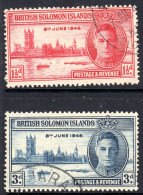 SOLOMON ISLANDS - 1946 VICTORY SET (2V) FINE USED SG 73-74 - British Solomon Islands (...-1978)