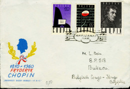 Pologne  N° 1023/5 Osur Devant De Lettre     Chopin - Covers & Documents