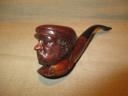 Ancienne Pipe Sina En Bruyère Sculptée Homme Début XX ème - Heather Pipes