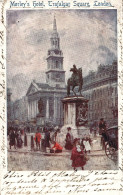 GB TRAFALGAR SQUARE UNUSUAL POSTCARD ADVERTISING MORLEY'S HOTEL VARIOUS TRANSIT MARKS - Trafalgar Square