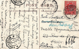 1907 Gb CIRCULATED LOWESTOFT TO PARIS THEN REDIRECTED POSTE RESTANTE AMSTERDAM THEN DEN HAAG POSTMARKS - Storia Postale